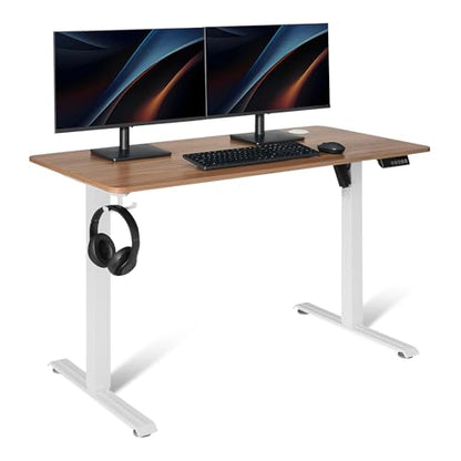 Electric Standing Desk, Height Adjustable Home Office Desk with Quiet Motor and Multiple Presets, White/Oak Effect