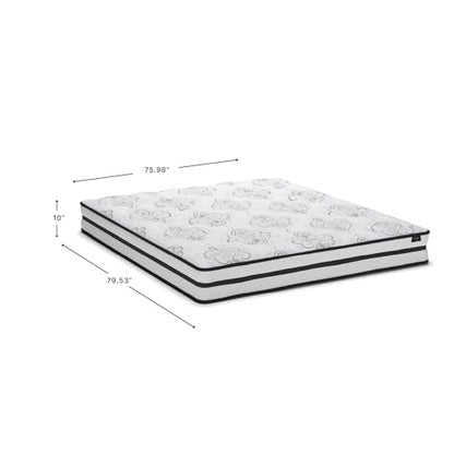 Signature Design by Ashley King Size Chime 10 Inch Medium Firm Hybrid Mattress with Cooling Gel Memory Foam for Pressure Relief, Fiberglass-Free, Mattress In A Box
