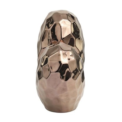 Deco 79 Ceramic Heart Decorative Sculpture Dimensional Angled Origami Inspired Home Decor Statue with Faceted Exterior, Accent Figurine 12" x 6" x 11", Rose Gold