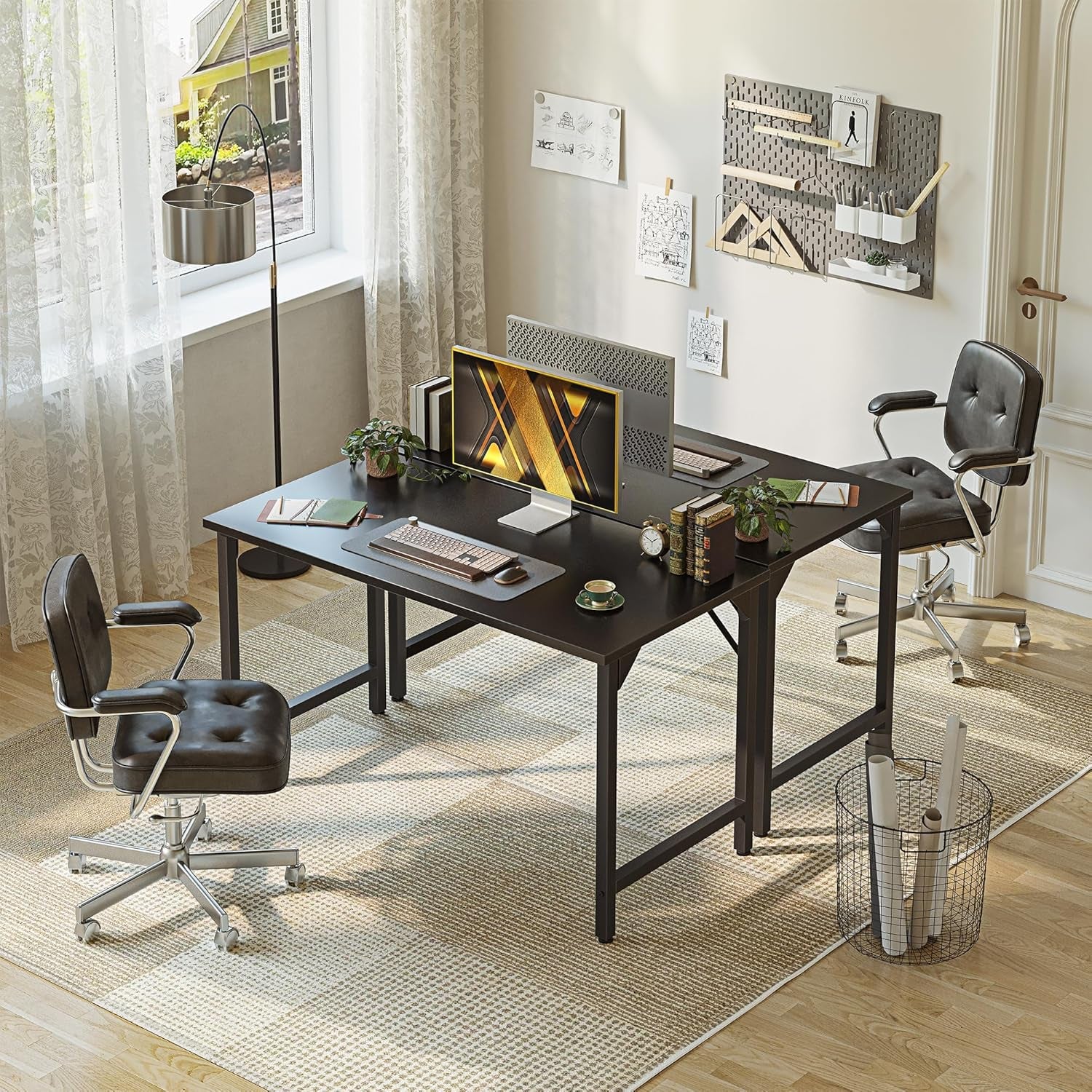 40 Inch Computer Desk, Small Home Office Desk Study Writing Kid Table, Simple PC Gaming Desk, Adjustable Feet, Black