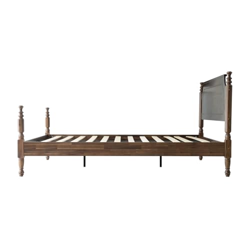 Solid Wood Queen Size Platform Bed Frame with Headboard & Footboard, view 6