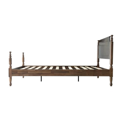 Solid Wood Queen Size Platform Bed Frame with Headboard & Footboard, view 6