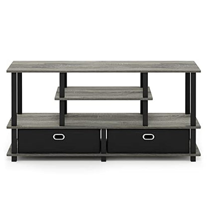 JAYA Large Stand for up to 55-Inch TV, French Oak, 47. 63(W) x 15. 55(H) x 22. 79(D) Inches., Grey/Black