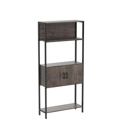Best Choice Products 4-Tier Bookshelf, Tall Bookcase, Wood Storage Cabinet for Living Room, Bedroom, Entryway, Home Office w/Cabinet, Enclosed Storage, Shelf Space, Metal Sturdy Frame - Dark Walnut
