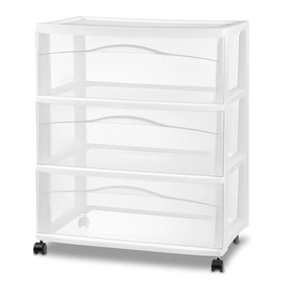 Wide 3-Drawer Cart with Wheels for Bedroom and Dresser, 2-Pack, view 7