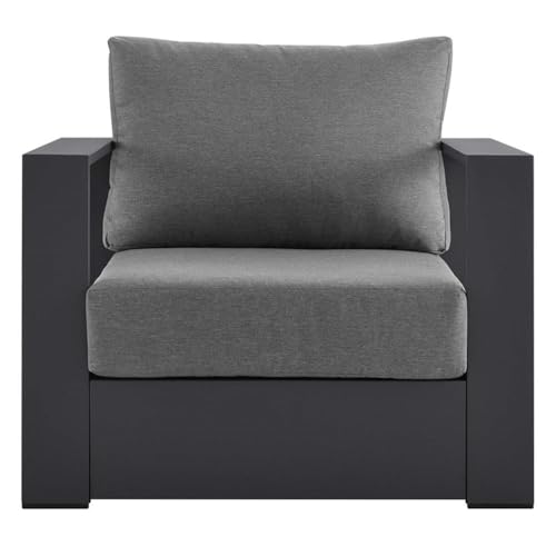 Tahoe Aluminum Outdoor Patio Armchair in Gray Charcoal