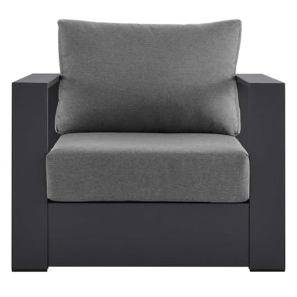 Tahoe Aluminum Outdoor Patio Armchair in Gray Charcoal