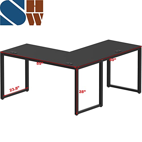 55 x 60 Commercial-Grade L-Shape Corner Office Computer Desk, Black, view 4