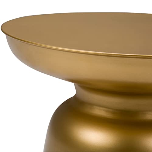 Toby 17" Wide Drum Iron Table in Gold, view 7