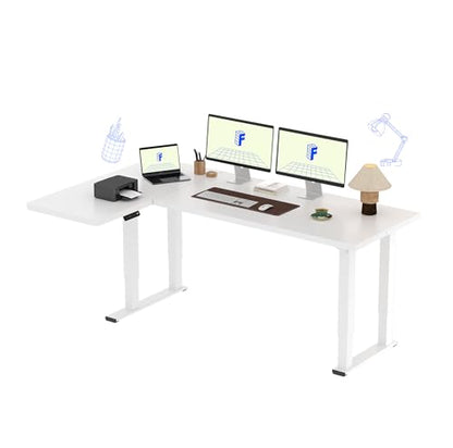 FLEXISPOT 4-Leg L-Shaped Standing Desk, 71 x 43 Inches, White, view 2