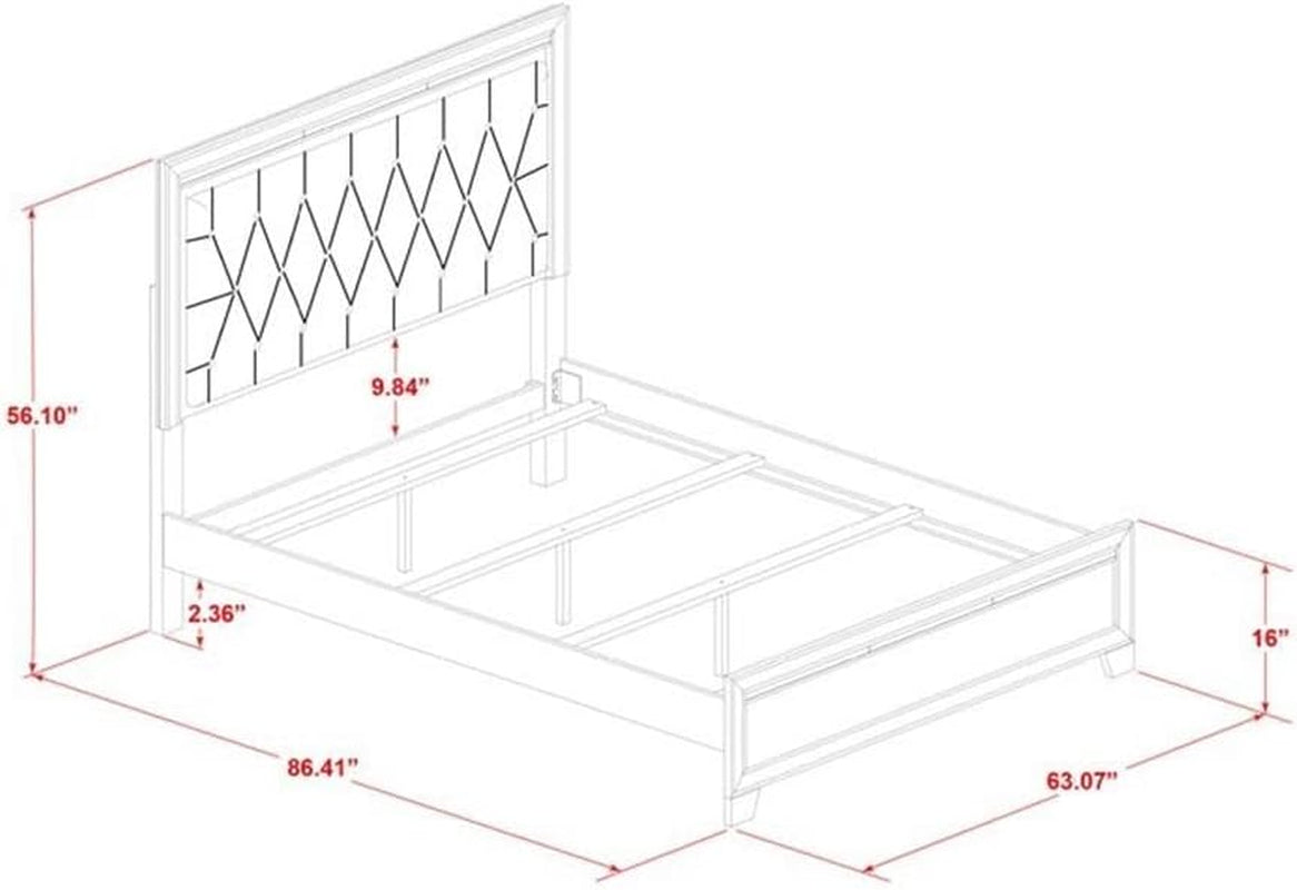 PA05-Q2N000 Pandora 3-Piece Bedroom Set with an Adjustable LED Lighting Headboard Queen Size Bed 2 Modern Nightstands - White Finish