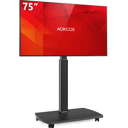 Rolling TV Stand for 43 50 55 60 65 70 75 Inch TVs, view 2