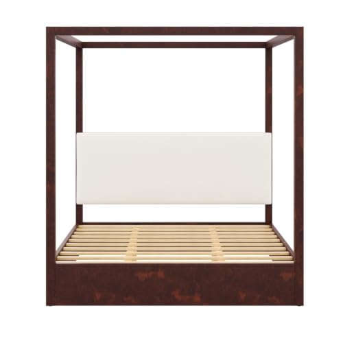 King Size Canopy Bed with Upholstered Headboard (Espresso), view 7