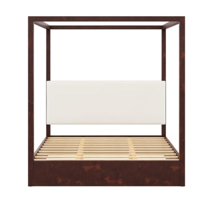 King Size Canopy Bed with Upholstered Headboard (Espresso), view 7