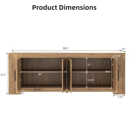 Tall TV Stand with Storage, Long Entertainment Center for 85 Inch TVs, view 3
