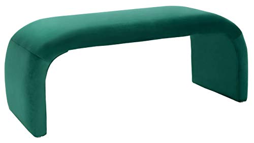 SAFAVIEH Furniture - Tenko Bench - Emerald - Solid Wood - Modern Shearling Design - Ideal for Entryway, Bedroom, Living Room, 18.5" Seat Height - Fully Assembled (BCH1300D)