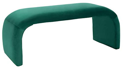 SAFAVIEH Furniture - Tenko Bench - Emerald - Solid Wood - Modern Shearling Design - Ideal for Entryway, Bedroom, Living Room, 18.5" Seat Height - Fully Assembled (BCH1300D)