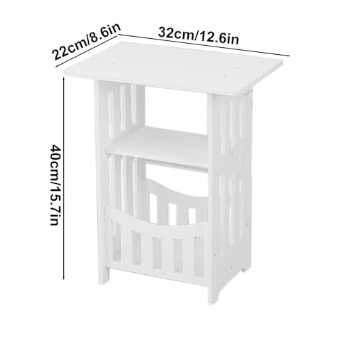 3-Tier Small Side Table with Storage, Bedside Table White Nightstand for Bedroom, End Tables Living Room, Coffee Tables for Living Room, Bedroom Living Room Furniture for Small Space