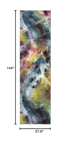 SAFAVIEH Galaxy Collection Runner Rug - 2'3" x 12', Multi, Vibrant Abstract Design, Non-Shedding & Easy Care, Ideal for High Traffic Areas in Living Room, Bedroom (GAL110A)
