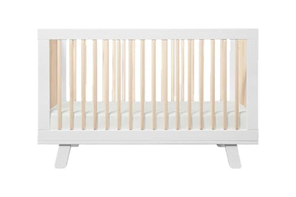 Babyletto Hudson 3-in-1 Convertible Baby Crib, White & Washed Natural | Baby Crib Converts to Toddler Bed & Daybed - GREENGUARD Gold Certified, Easy to Assemble - Includes Toddler Conversion Kit
