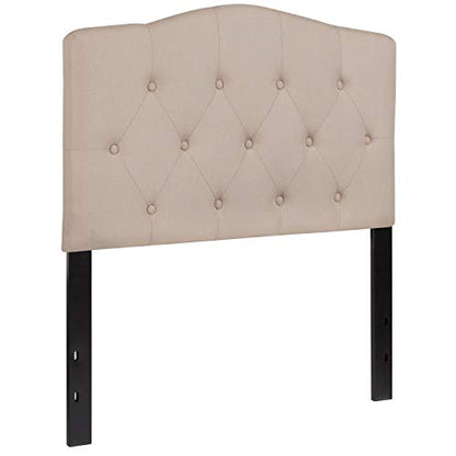 Twin Tufted Headboard | Adjustable Bed Rail Slots, Fabric Upholstered, view 4