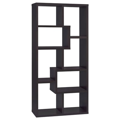 Coaster Theo 71-Inch 6-Shelf Bookshelf with Storage, Cappuccino 800264, view 2