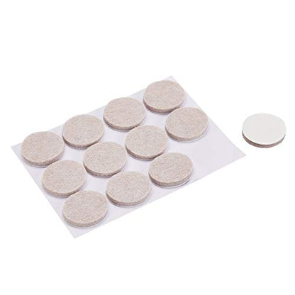 Round Self Adhesive Felt Furniture Pads, Floor Protectors, Anti Scratch, 1 inch, 32 Count, Beige