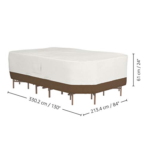 Patio Furniture Cover, Waterproof, Anti-UV, Wind Resistant, X-Large, Durable, Beige/Tan, 130" x 84"