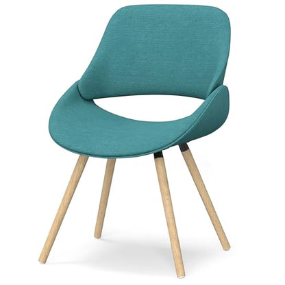 Malden Dining Chair in Aqua Blue Linen Look Fabric, 22.8 x 20.9 x 30.9 inches, Bentwood Design with Light Wood Legs for Dining Room