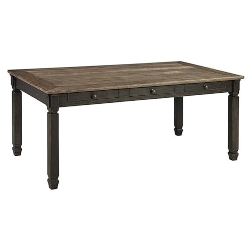 Signature Design by Ashley Tyler Creek Farmhouse Dining Table with Drawers, Seats up to 6, Almost Black