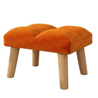 Footstool, Small Ottoman Stool Chair, Modern Padded Sofa Seat Foot Rest Stool, Sofa Footrest for Living Room Entryway 15.74" D×11.81" W×10.62" H Orange Color UHBD032J