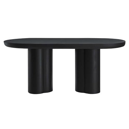 Caspian 72Inch Oval Dining Table Industrial Concrete Black Finish Modern Kitchen Room Entertaining Home Furniture Quality Stylish Elegant Durable Refined Versatile