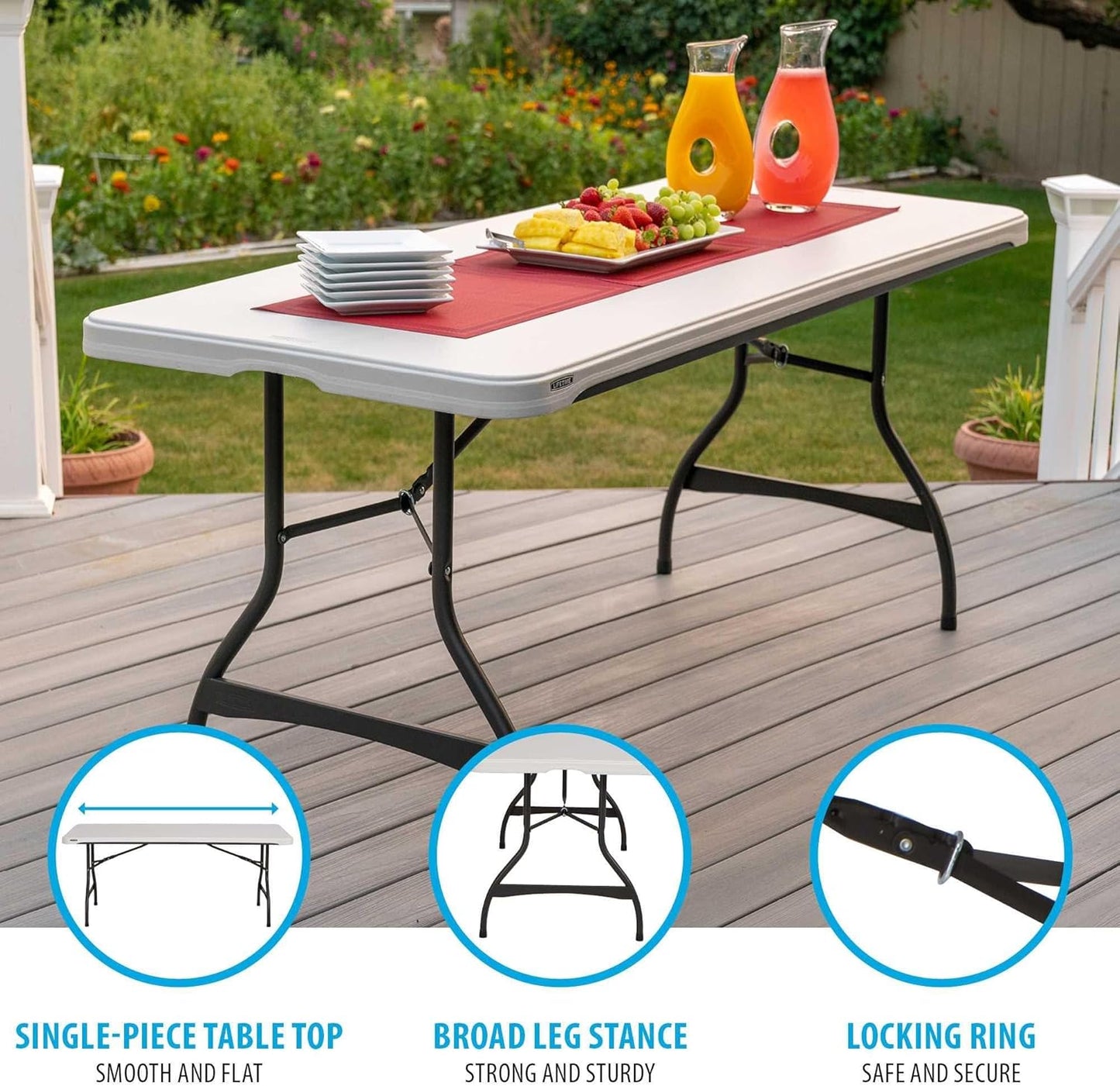 6-Foot Nesting Folding Table, Commercial, Almond