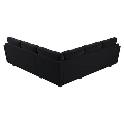 Convertible Sectional Sofa L Shaped Couch for Small Apartment Reversible Sectional Couch for Living Room,Velvet Black