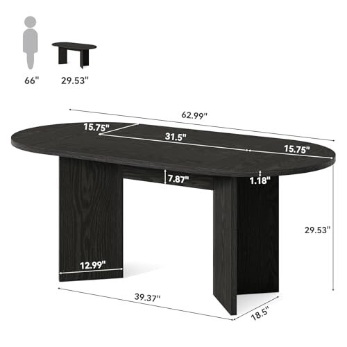 63" Rustic Oval Dining Table for 4-6, view 4
