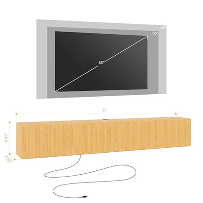 DHMAKER 71" Floating TV Stand Wall Mounted with Power Outlet for TVs up to 80", view 4