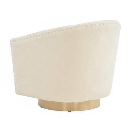 SAFAVIEH Couture Collection Clara Glam Ivory & Gold Faux Lamb Wool Swivel Tub Accent Chair, Fully Assembled (SFV4702M)