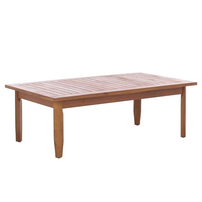 SAFAVIEH Outdoor Patio Furniture Collection - Alta Teak & Cream Solid Wood Bench with Cushions and Slatted Coffee Table, 2-Piece Set (PAT6812A)