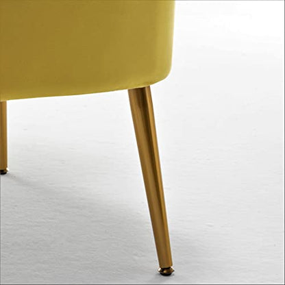 Modern Velvet Accent Chair for Living Room, Bedroom, or Entryway, Stylish and Comfortable Armless Design with Metal Legs, Yellow