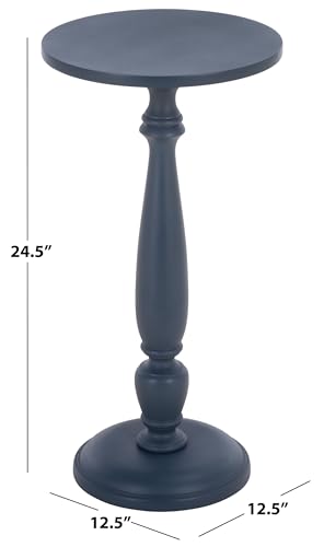 SAFAVIEH Furniture - Rue Accent Table - Navy Blue - Solid Wood Pedestal Side Table - Round Top Modern Design - Fully Assembled - Ideal for Living Room, Bedroom, 12.5" W x 12.5" D x 24.5" H (ACC3266A)