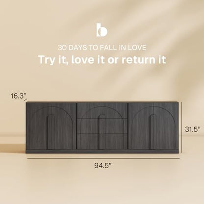 Bijou 3-Piece Modular Sideboard Buffet Cabinet - Ebony, view 3