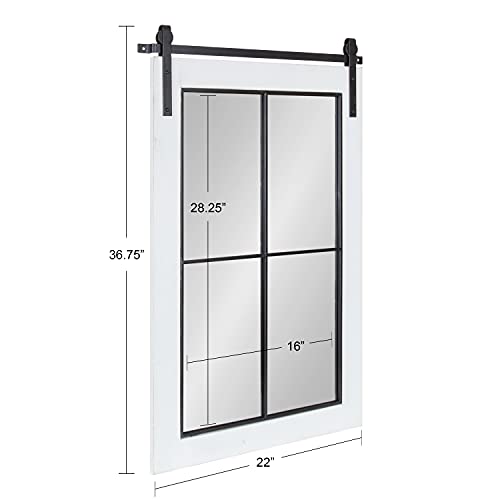 Cates Farmhouse Window Wall Mirror; 22 x 37; White; Sophisticated 4-Pane Panel Mirror for Wall