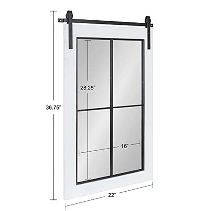 Cates Farmhouse Window Wall Mirror; 22 x 37; White; Sophisticated 4-Pane Panel Mirror for Wall