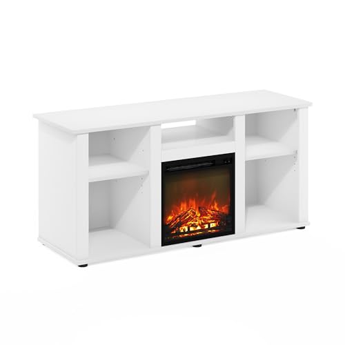 Jensen Fireplace TV Stand for TV up to 55 Inch, White Entertainment Center, view 6