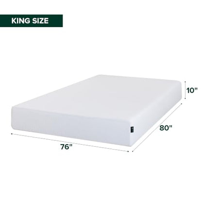 Zinus 10 Inch King Green Tea Cooling Memory Foam Mattress, Medium Feel, view 3