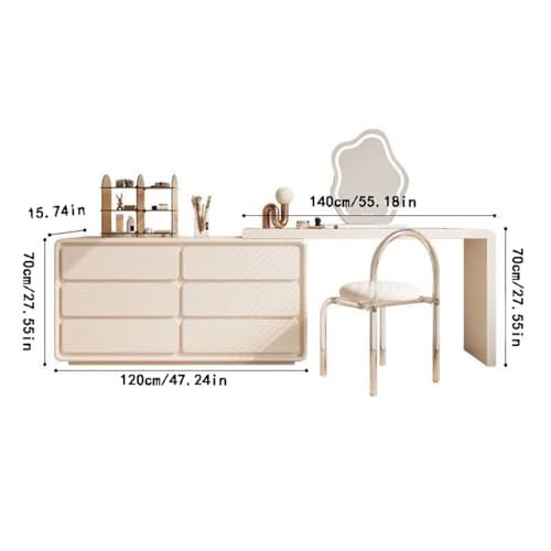 Vanity Desk Cream Style Solid Wood Dressing Table, Bedroom, Single Storage Cabinet Table for Bedroom