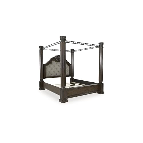 Dark Brown Maylee Queen Canopy Bed Frame, view 2