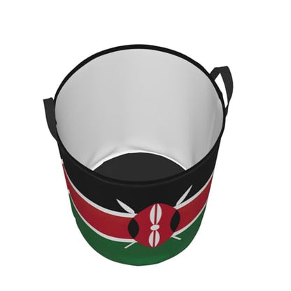 Flag Of Kenya Printing Personalized Circular Dirty Clothes Hamper-Standable Design Works In Bathroom & Closet