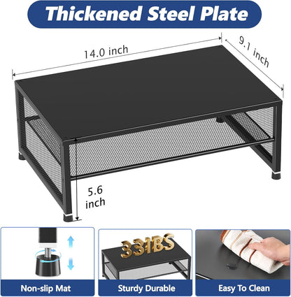 2-Tier Computer Monitor Stand Riser, Desk Organizer for Monitor, Printer & Laptop Stand, Desktop Workspace Organizers for Office Supplies(Black 2-Pack)