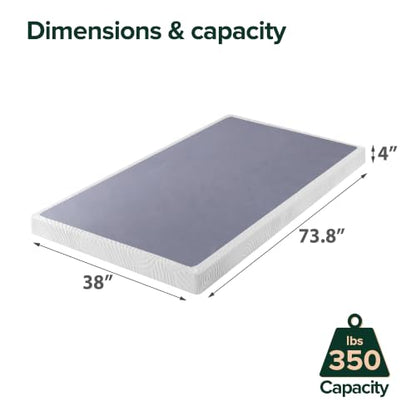 ZINUS Metal Box Spring with Wood Slats /4 Inch Mattress Foundation/Sturdy Steel Structure/Easy Assembly, Twin